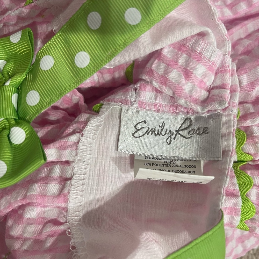 Pink and Green Gingham Baby Dress with Bloomers - Picture 4 of 5